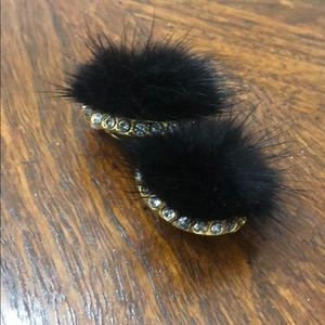 Mignonne Gavigan Black and Gold Faux Fur Earrings